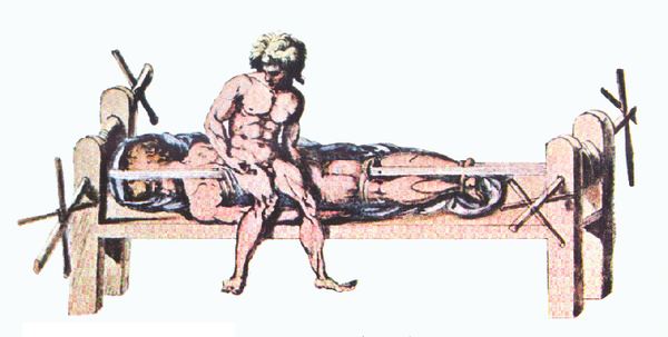 Illustration of a Hippocratic bench, date unknown