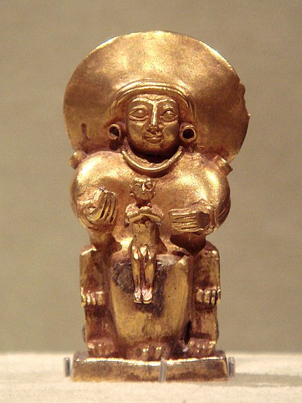 Possible depiction of the Hittite Sun goddess holding a child in her arms from between 1400 and 1200 BC.