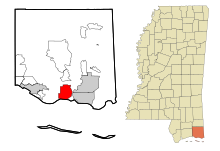 Jackson County Mississippi Incorporated and Unincorporated areas Gautier Highlighted.svg