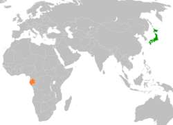 JapanとGabonの位置を示した地図