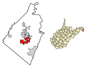 Jefferson County West Virginia Incorporated and Unincorporated areas Charles Town Highlighted.svg