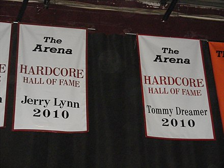 Dreamer's Hardcore Hall of Fame banner in the former ECW Arena