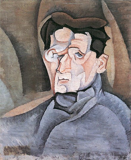 Portrait of Maurice Raynal (1911), by Juan Gris. Juan Gris Portrait Maurice Raynal.jpg