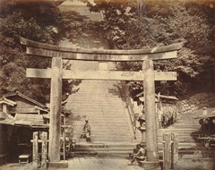 Gate and stairs at a temple in Sedo, Japan - presumably 1863-1865