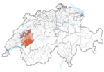 Lage des Kantons Freiburg