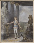 Gustav IV Adolf bärandes jackan till Ekolsundsdräkten samt dess skärp. Målning av Niklas Lafrensen. (1792)