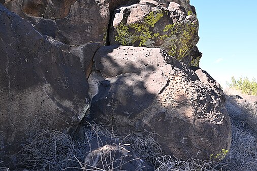 Rocks with petroglyphs at La Cieneguilla Petroglyph site, NM