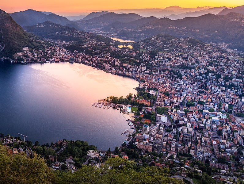 File:Lago di Lugano at Sunset (cropped).jpg