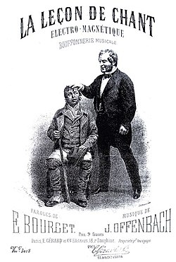 Elektromagnetická lekce zpěvu, titulní strana klavírního výtahu z roku 1863