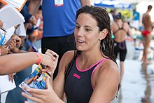 Laura Sogar signs autographs after 200m fly-2 (18426690064).jpg