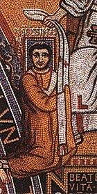 Lev III. přijímá pallium od sv. Petra (mozaika v Lateránském paláci (798)