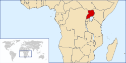Location of the Commonwealth realm of Uganda (red) in Africa.