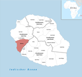 Location of the commune of Saint-Leu in the Réunion department