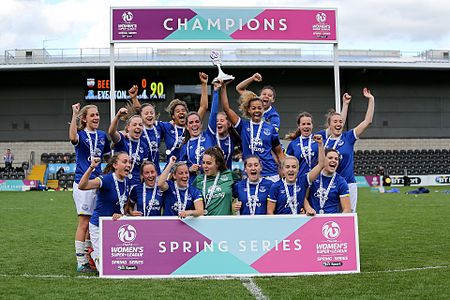 Everton L.F.C. celebrates winning the FA WSL 2 Spring Series