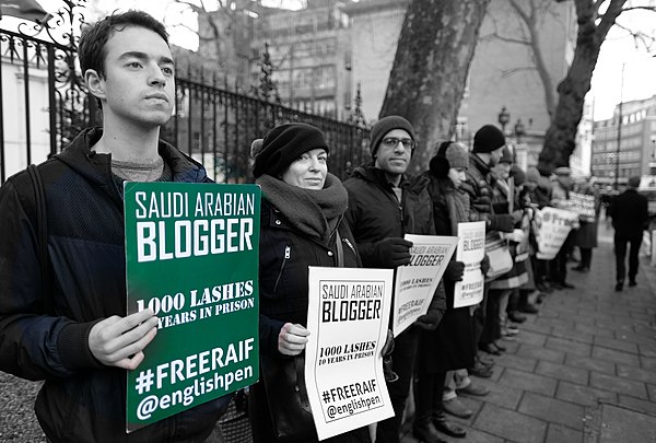 A protest outside the Saudi Arabian Embassy in London, 13 January 2017