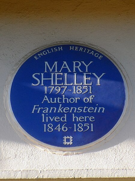 File:MARY SHELLEY 1797-1851 Author of Frankenstein lived here 1846-1851.JPG