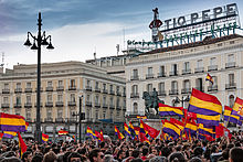 Demonstration on 2 June at the Puerta del Sol in Madrid. Madrid - Manifestacion republicana - 140602 210231-2.jpg