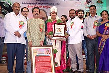 Manju Bhargavi felicitaed by FDC Chairman Anil Kurmachalam in Ravindrabharathi in a Private Event Manju Bhargavi felicitaed by FDC Chairman Anil Kurmachalam in Ravindrabharathi 1.jpg