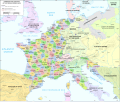 Premier Empire en 1812, incluant les 4 départements français d'Espagne.