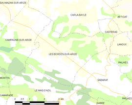 Mapa obce Les Bordes-sur-Arize