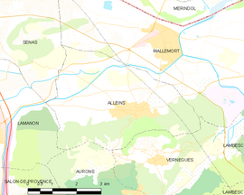 Mapa obce Alleins