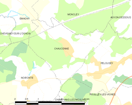 Mapa obce Chaucenne