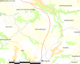 Mapa obce Torchefelon