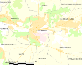 Mapa obce Coulommiers