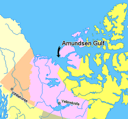 De Golf fan Amundsen (pylkje).      Nûnavût                               Noardwestlike Territoaria      Yukon                                   Britsk-Kolumbia                    Alaska                            
