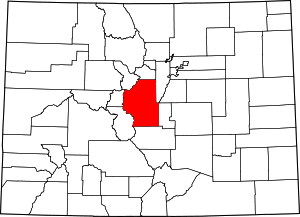 Mappa del Colorado che evidenzia la contea di Park