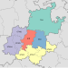 Karte von Gauteng mit schattierten Bezirken und nummerierten Gemeinden (2016) .svg