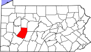 Map of Pennsylvania highlighting Indiana County.svg