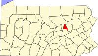 Map of Pensilvanija highlighting Montour County