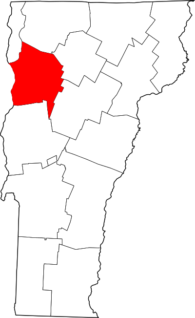 Locatie van Chittenden County in Vermont