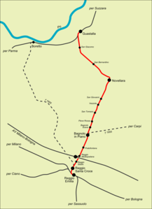 Reggio Emilia-Guastalla map.png ferroviaire