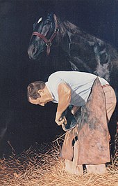 The Farrier, a painting by Bob Demuyser Marechal Ferrant.jpg