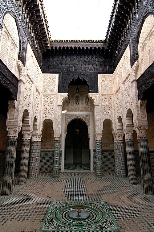 Interior of the Madrasa of Abu al-Hasan, a 14th-century madrasa located next to the Great Mosque