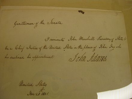 Marshall's Chief Justice nomination