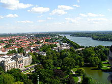 Maschsee seen from the new city hall Maschsee Hannover.jpg