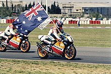 Mick Doohan (pictured at Buenos Aires) became the 1995 500cc world champion Mick Doohan and Shinichi Ito 1995 Buenos Aires.jpeg