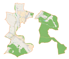 Mapa konturowa gminy wiejskiej Mielec, blisko centrum na lewo u góry znajduje się punkt z opisem „Chorzelów”