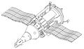 Figure 3-3. TKS. The FGB and Merkur vehicles were joined together aft end to aft end to form a TKS; thus, this is a front view of the conical Merkur capsule (left), and an aft view of the FGB (right).