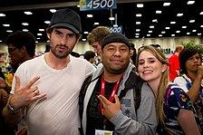 Lohman and her husband, Mark Neveldine, alongside a fan in 2011