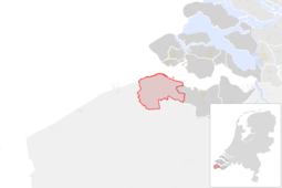 Locatie van de gemeente Sluis (gemeentegrenzen CBS 2016)