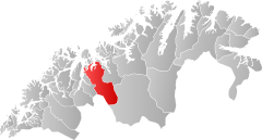 Umístění obce v provincii Troms og Finnmark