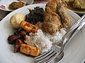 Nasi ramas lauk ubi balado ayam goren ‎