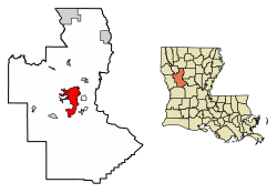 Location of Natchitoches in Natchitoches Parish, Louisiana.