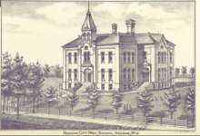 Neenah High School, 19th century. Neenah High School, Neenah, Wisconsin, from 1880 book History of Winnebago County, Wisconsin, and early history of the Northwest.png