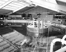 The top of the third tank being so near the roof posed challenges for inserting large test hardware. Neutral Buoyancy Simulator upper level.jpg