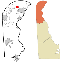 New Castle County Delaware incorporated and unincorporated areas Greenville highlighted.svg